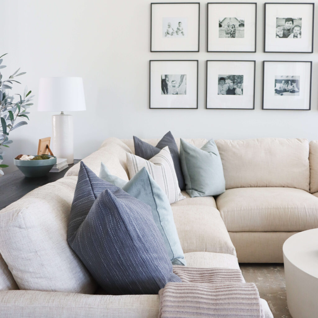 cozy living room with large white couch
