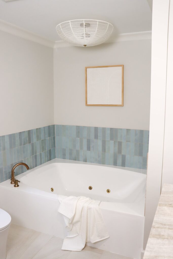 blue tile in bathroom design by the highpoint house in raleigh, nc