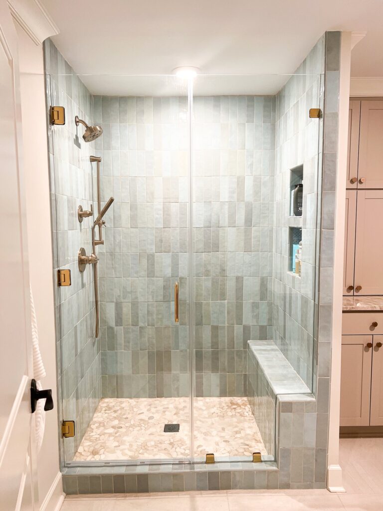 modern tiled shower design by the highpoint house in sweetbriar project