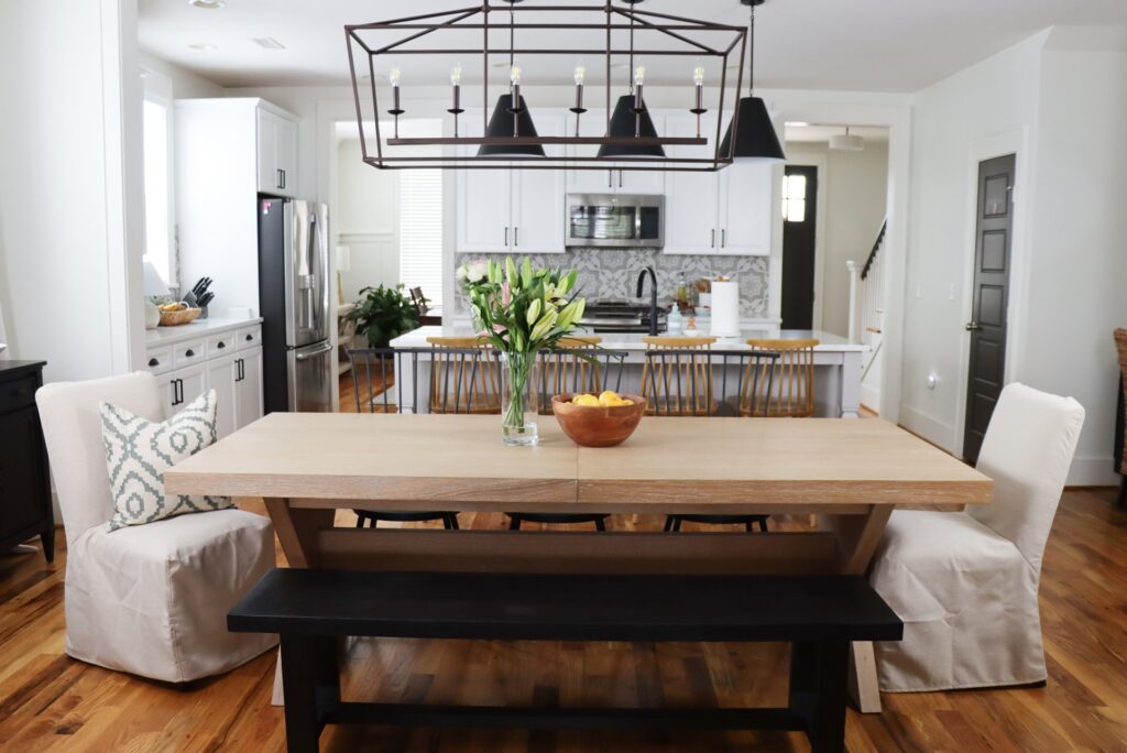 staged kitchen table design in raleigh