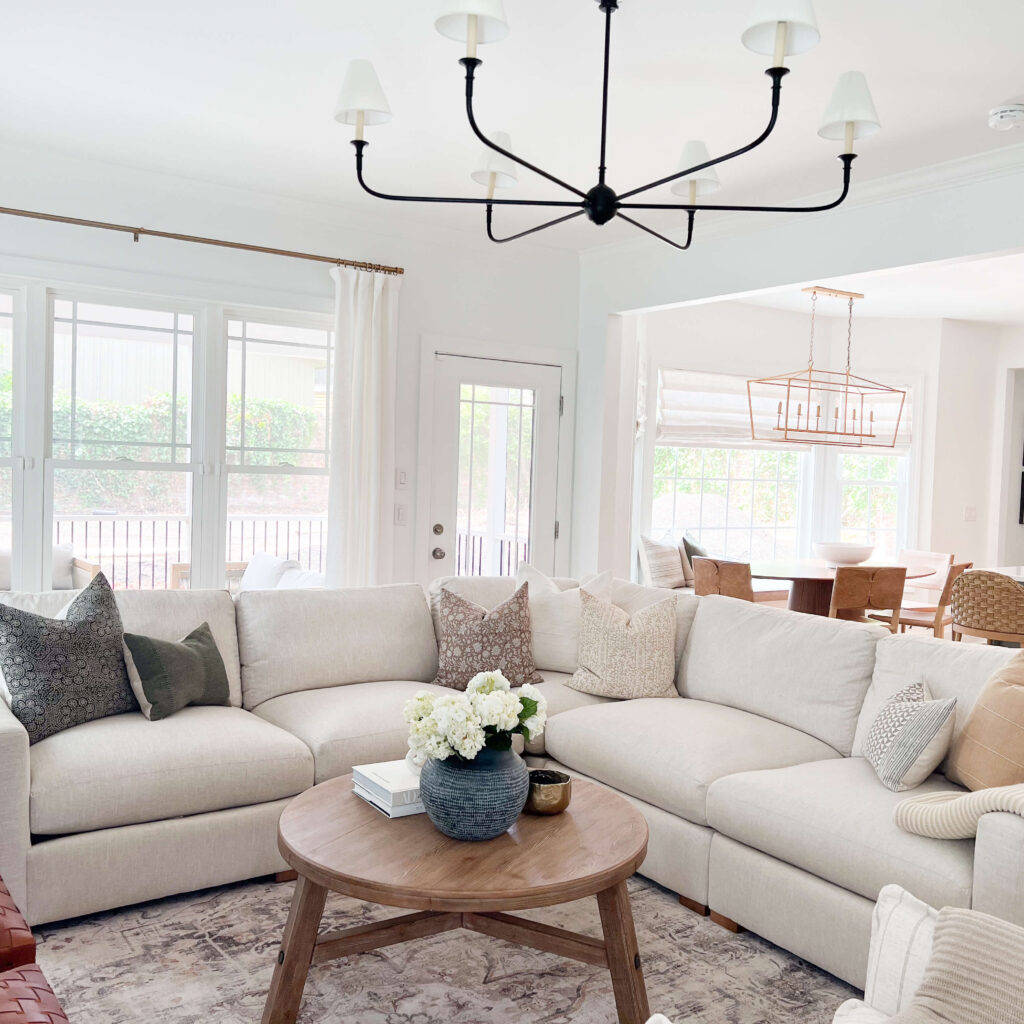 modern living room with large white couch