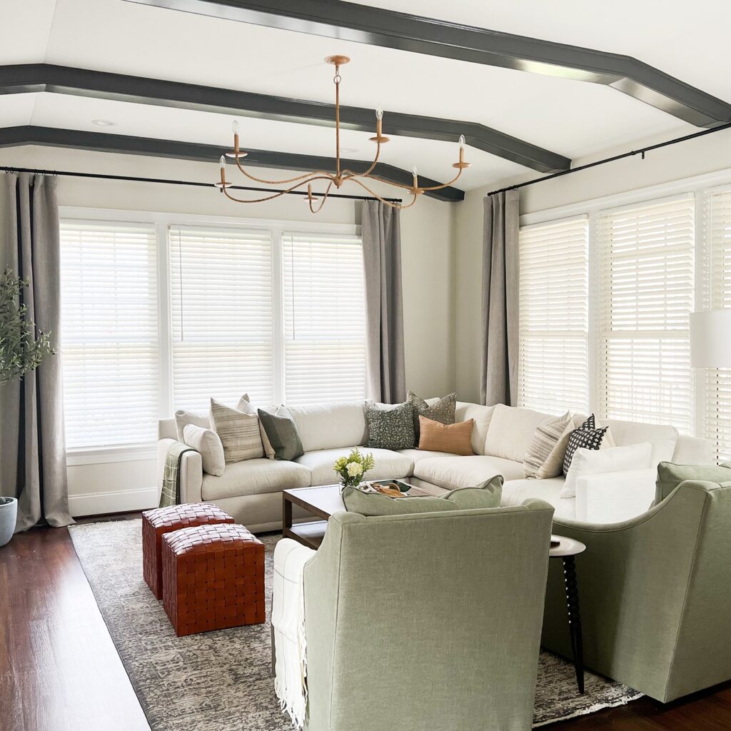green chairs and white couch